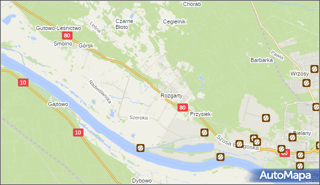 mapa Rozgarty gmina Zławieś Wielka, Rozgarty gmina Zławieś Wielka na mapie Targeo