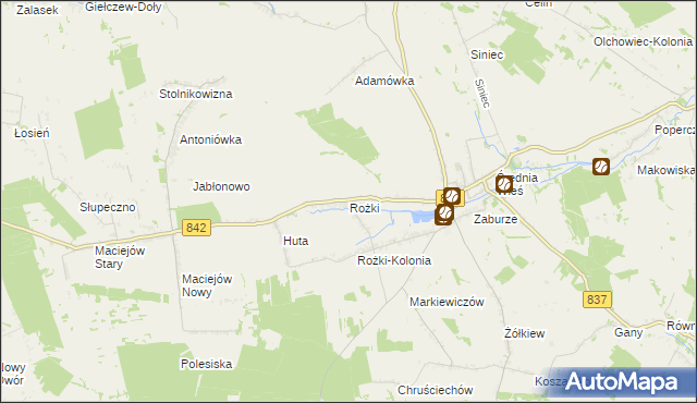 mapa Rożki gmina Żółkiewka, Rożki gmina Żółkiewka na mapie Targeo