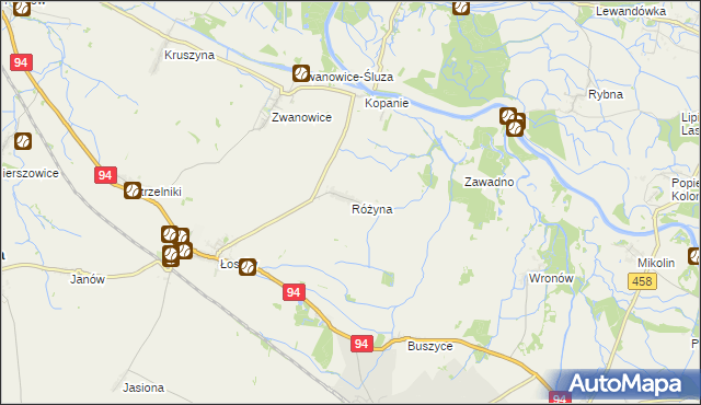 mapa Różyna gmina Lewin Brzeski, Różyna gmina Lewin Brzeski na mapie Targeo