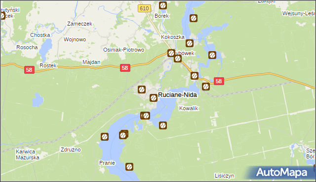 mapa Ruciane-Nida, Ruciane-Nida na mapie Targeo