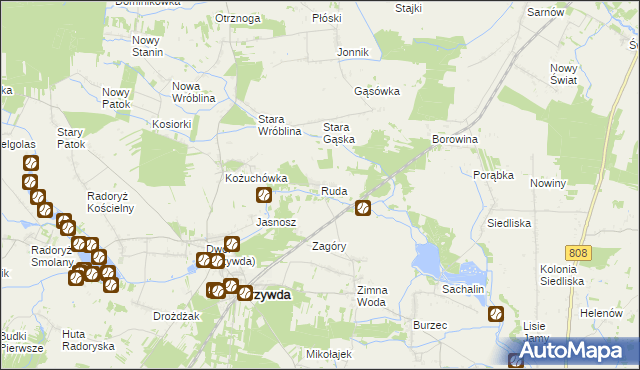 mapa Ruda gmina Krzywda, Ruda gmina Krzywda na mapie Targeo