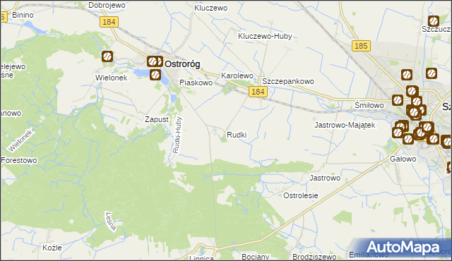 mapa Rudki gmina Ostroróg, Rudki gmina Ostroróg na mapie Targeo