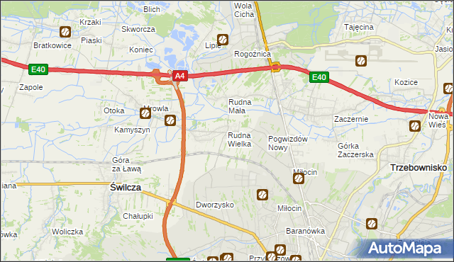 mapa Rudna Wielka gmina Świlcza, Rudna Wielka gmina Świlcza na mapie Targeo