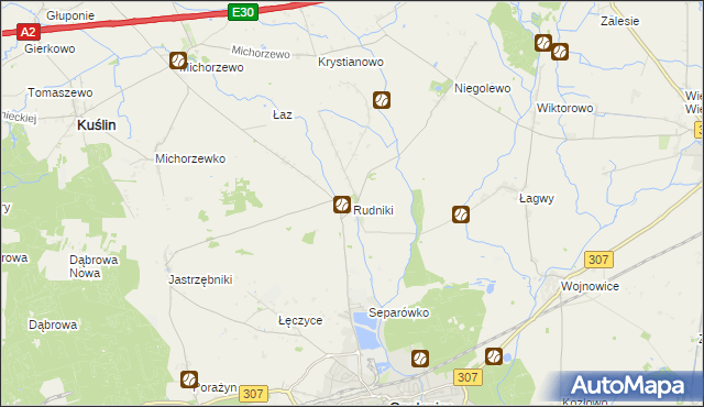 mapa Rudniki gmina Opalenica, Rudniki gmina Opalenica na mapie Targeo