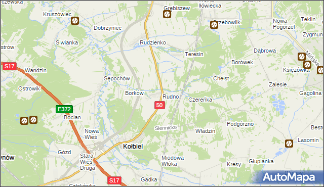 mapa Rudno gmina Kołbiel, Rudno gmina Kołbiel na mapie Targeo