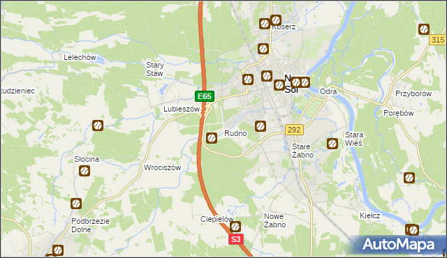 mapa Rudno gmina Nowa Sól, Rudno gmina Nowa Sól na mapie Targeo