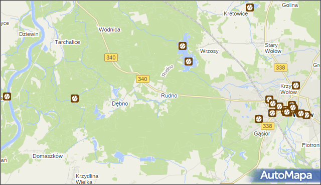 mapa Rudno gmina Wołów, Rudno gmina Wołów na mapie Targeo