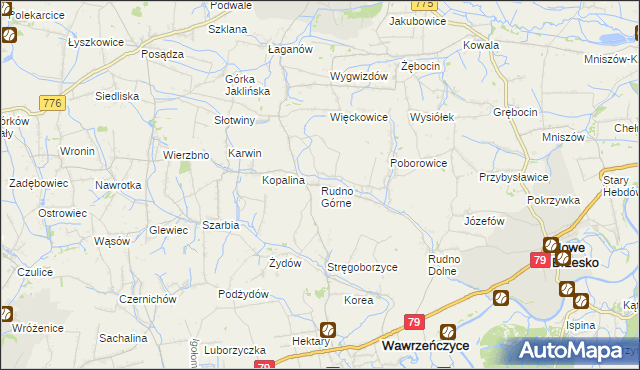 mapa Rudno Górne, Rudno Górne na mapie Targeo