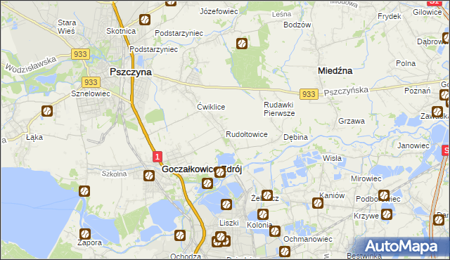 mapa Rudołtowice, Rudołtowice na mapie Targeo