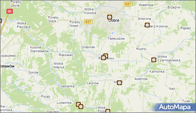 mapa Rudzienko gmina Dobre, Rudzienko gmina Dobre na mapie Targeo