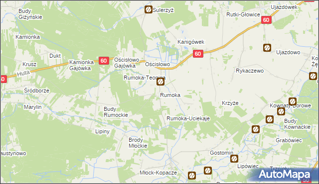 mapa Rumoka gmina Glinojeck, Rumoka gmina Glinojeck na mapie Targeo