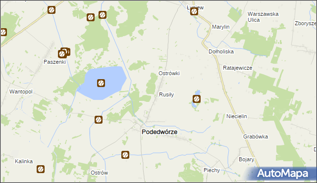 mapa Rusiły, Rusiły na mapie Targeo