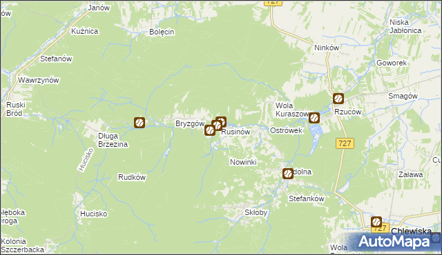 mapa Rusinów gmina Borkowice, Rusinów gmina Borkowice na mapie Targeo