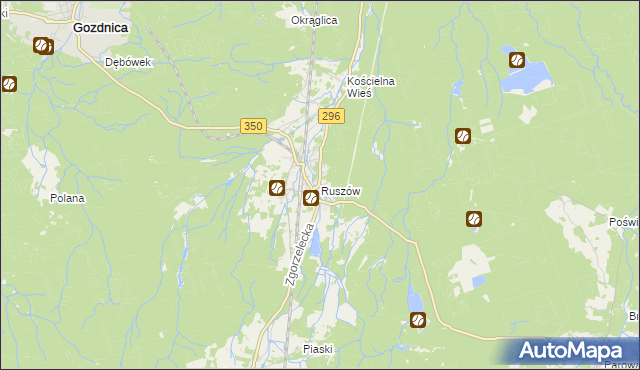 mapa Ruszów gmina Węgliniec, Ruszów gmina Węgliniec na mapie Targeo