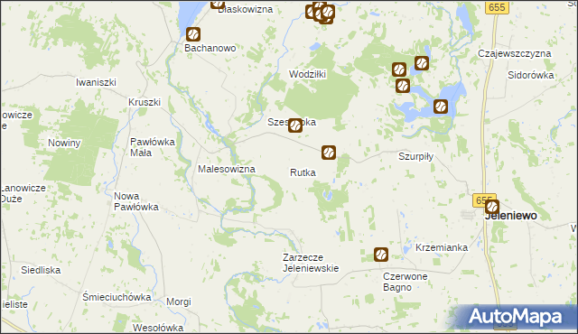 mapa Rutka gmina Jeleniewo, Rutka gmina Jeleniewo na mapie Targeo