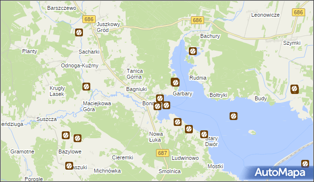 mapa Rybaki gmina Michałowo, Rybaki gmina Michałowo na mapie Targeo