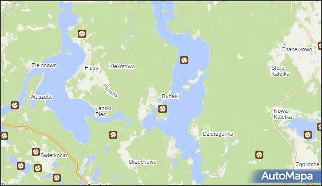 mapa Rybaki gmina Stawiguda, Rybaki gmina Stawiguda na mapie Targeo