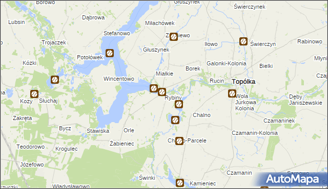 mapa Rybiny, Rybiny na mapie Targeo