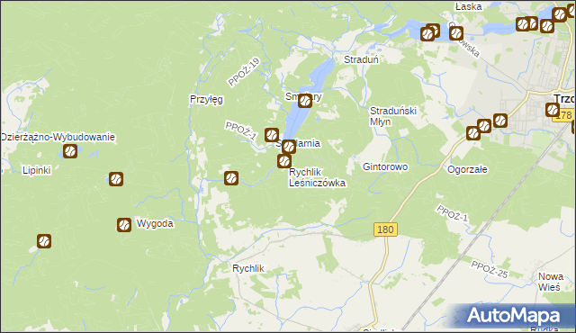 mapa Rychlik Leśniczówka, Rychlik Leśniczówka na mapie Targeo