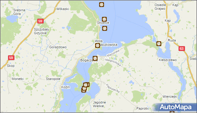 mapa Rydzewo gmina Miłki, Rydzewo gmina Miłki na mapie Targeo