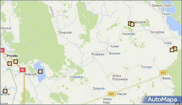 mapa Rydzewo gmina Rajgród, Rydzewo gmina Rajgród na mapie Targeo