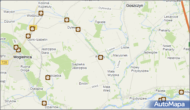 mapa Rykały, Rykały na mapie Targeo