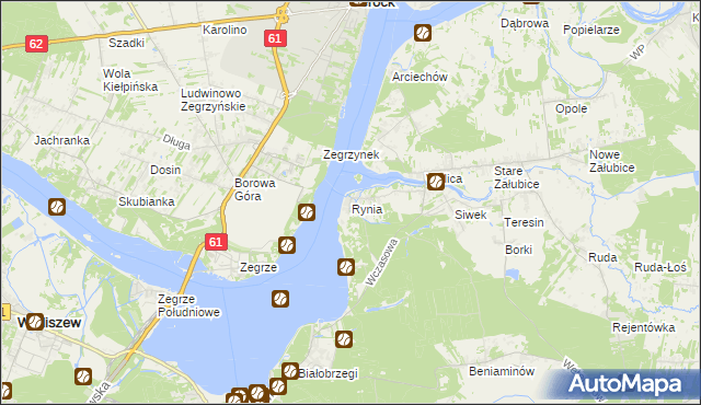 mapa Rynia gmina Nieporęt, Rynia gmina Nieporęt na mapie Targeo