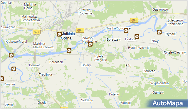 mapa Rytele Święckie, Rytele Święckie na mapie Targeo