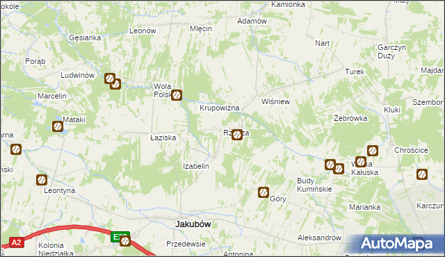 mapa Rządza gmina Jakubów, Rządza gmina Jakubów na mapie Targeo