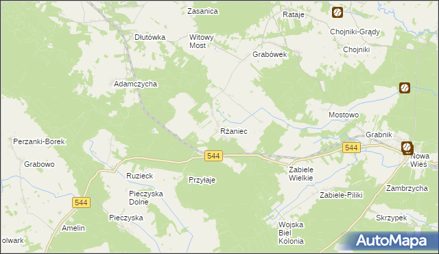 mapa Rżaniec, Rżaniec na mapie Targeo