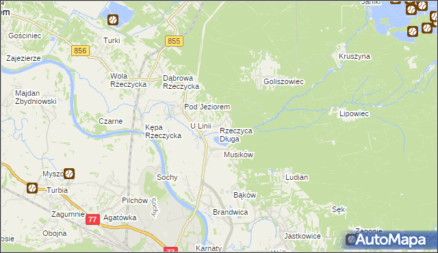 mapa Rzeczyca Długa, Rzeczyca Długa na mapie Targeo