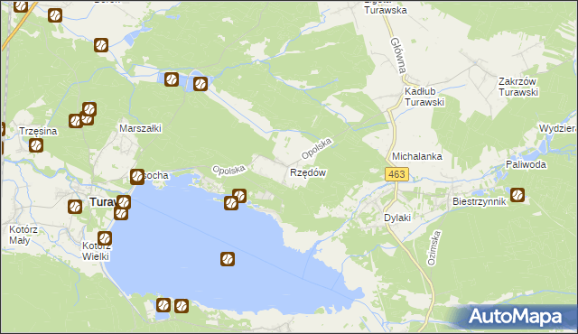 mapa Rzędów gmina Turawa, Rzędów gmina Turawa na mapie Targeo