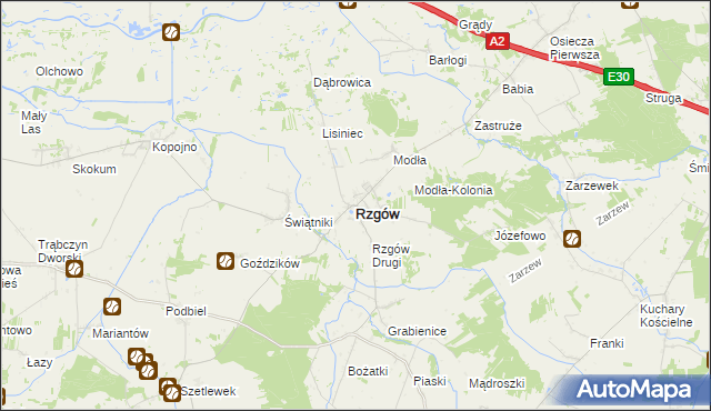 mapa Rzgów powiat koniński, Rzgów powiat koniński na mapie Targeo