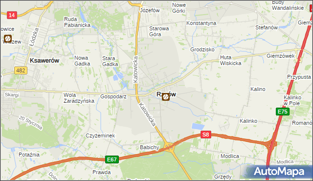 mapa Rzgów powiat łódzki wschodni, Rzgów powiat łódzki wschodni na mapie Targeo