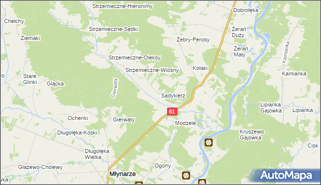 mapa Sadykierz gmina Młynarze, Sadykierz gmina Młynarze na mapie Targeo