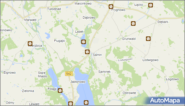 mapa Samin gmina Dąbrówno, Samin gmina Dąbrówno na mapie Targeo