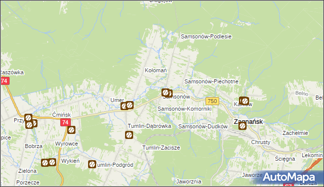 mapa Samsonów, Samsonów na mapie Targeo