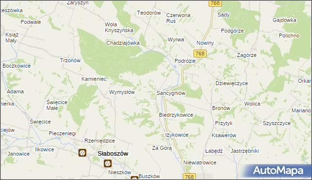 mapa Sancygniów, Sancygniów na mapie Targeo