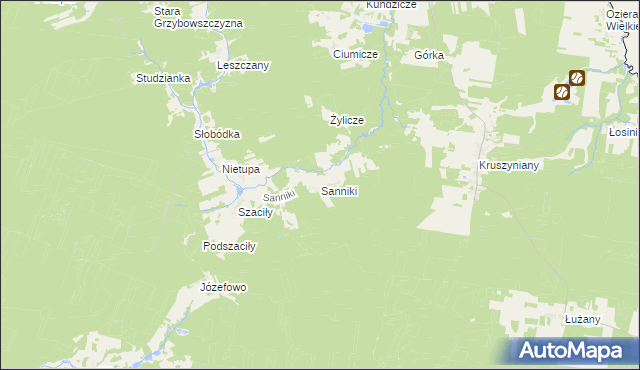 mapa Sanniki gmina Krynki, Sanniki gmina Krynki na mapie Targeo