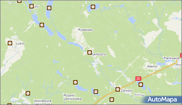 mapa Santoczno, Santoczno na mapie Targeo