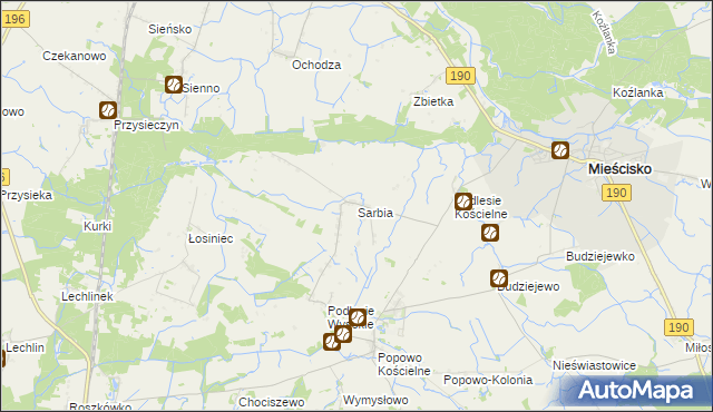 mapa Sarbia gmina Mieścisko, Sarbia gmina Mieścisko na mapie Targeo