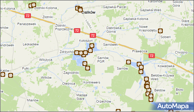 mapa Sarnów PGR, Sarnów PGR na mapie Targeo