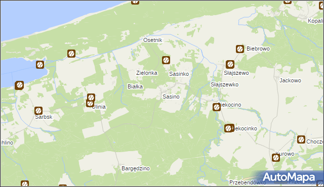 mapa Sasino, Sasino na mapie Targeo