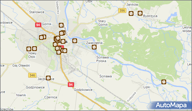 mapa Ścinawa Polska, Ścinawa Polska na mapie Targeo