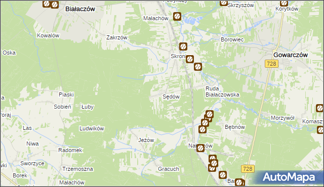 mapa Sędów gmina Białaczów, Sędów gmina Białaczów na mapie Targeo