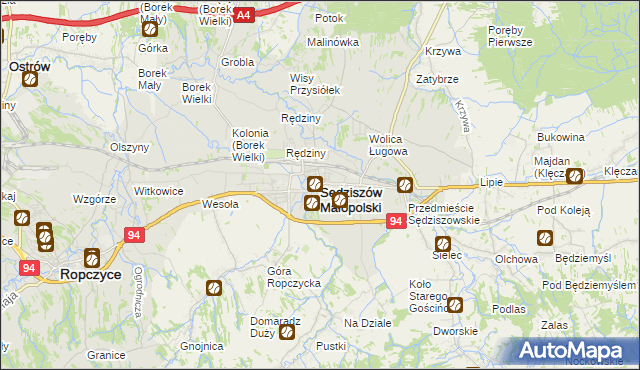 mapa Sędziszów Małopolski, Sędziszów Małopolski na mapie Targeo