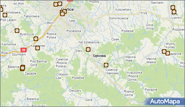 mapa Sękowa, Sękowa na mapie Targeo