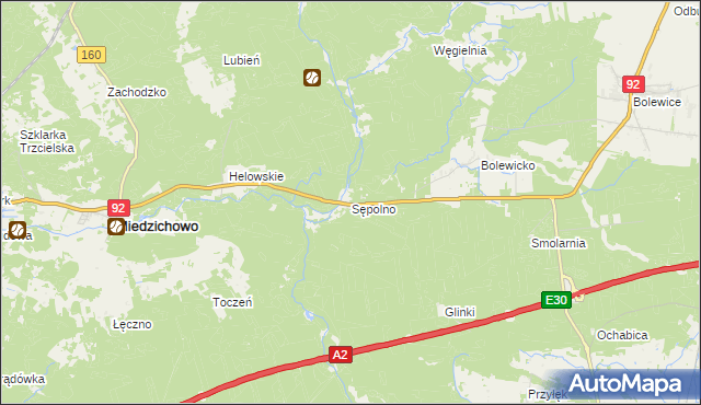mapa Sępolno gmina Miedzichowo, Sępolno gmina Miedzichowo na mapie Targeo