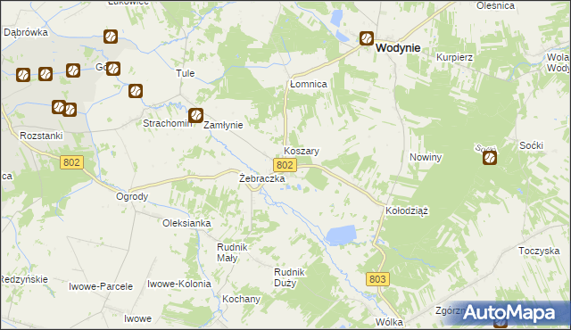 mapa Seroczyn gmina Wodynie, Seroczyn gmina Wodynie na mapie Targeo