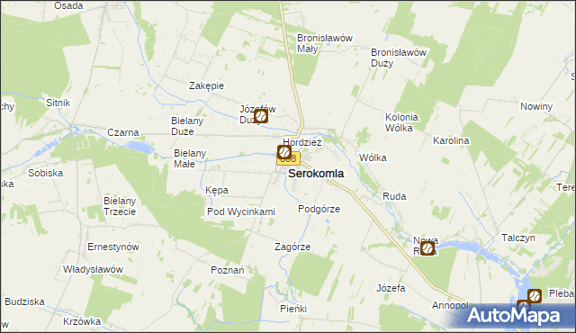 mapa Serokomla, Serokomla na mapie Targeo